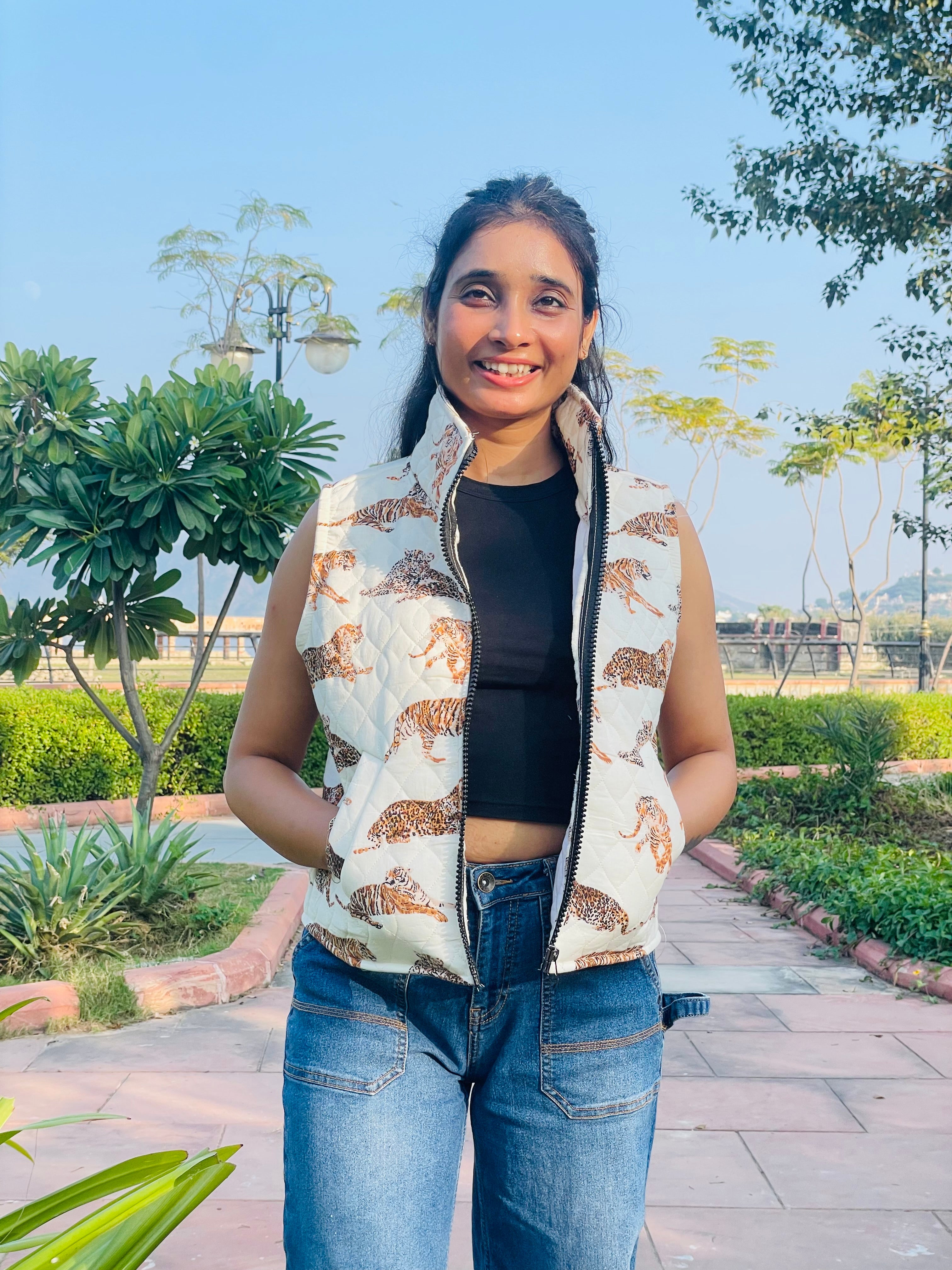 Tiger Print Quilted Jacket