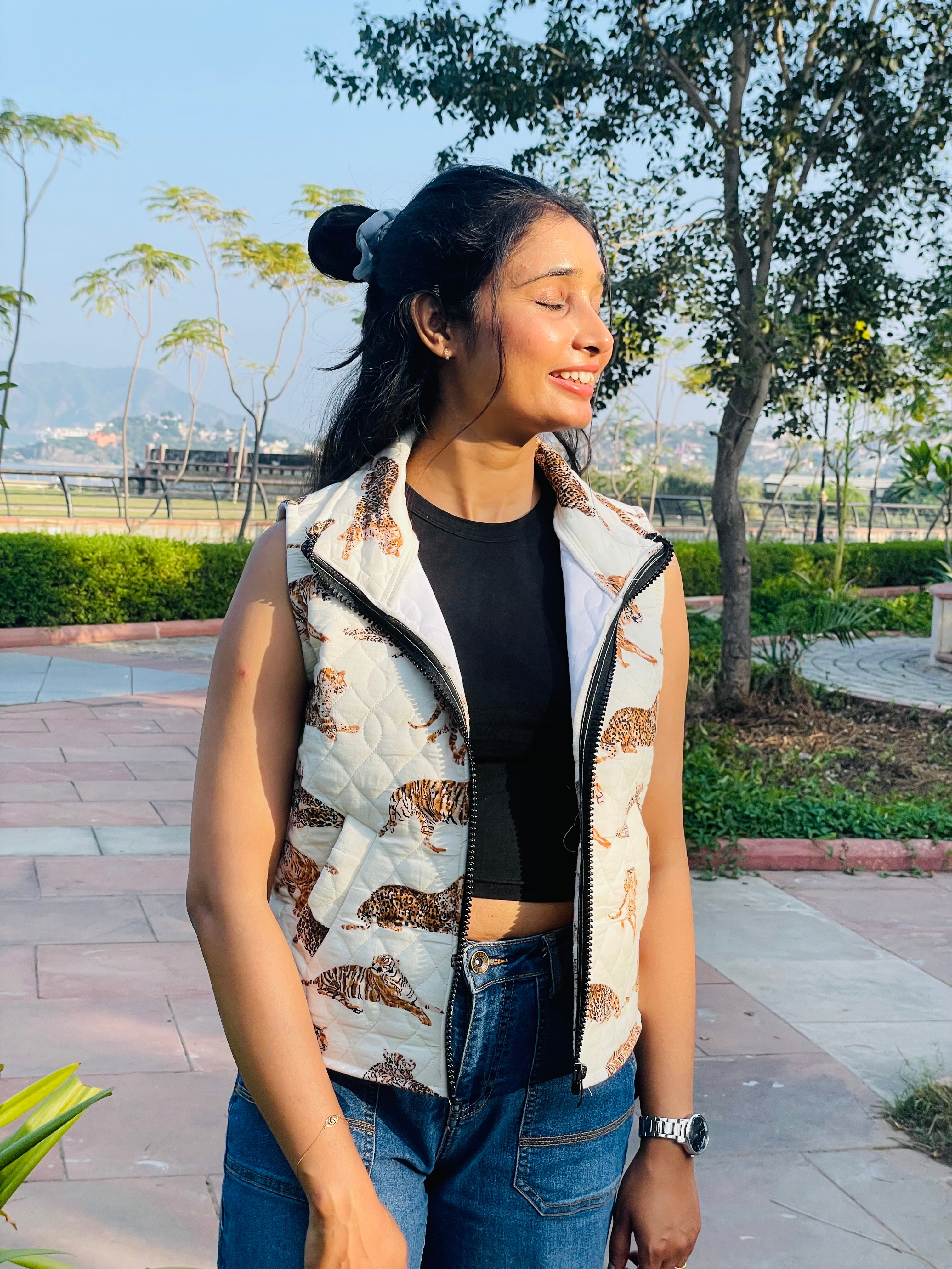 Tiger Print Quilted Jacket