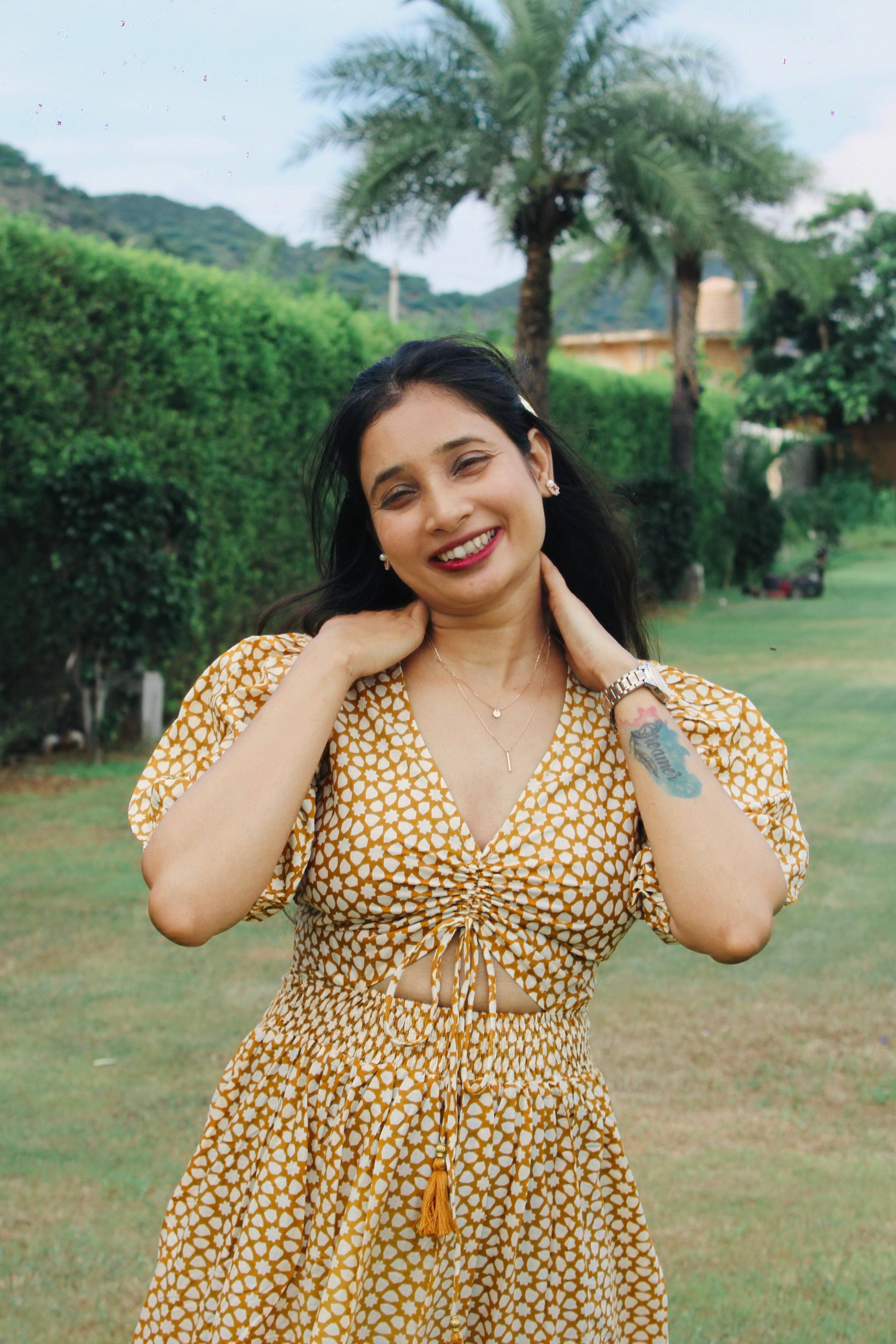 Amber Glow Maxi Dress