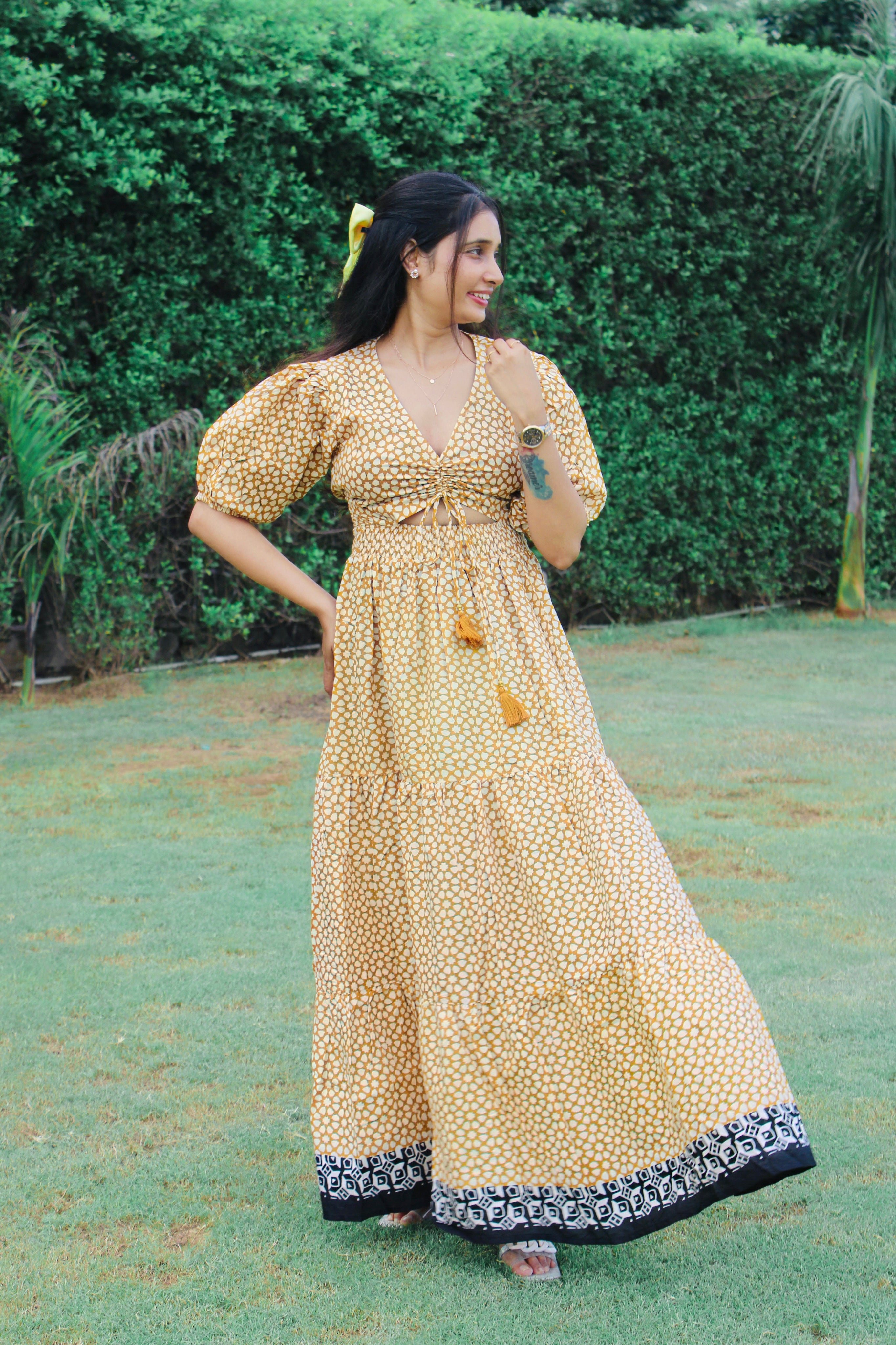 Amber Glow Maxi Dress