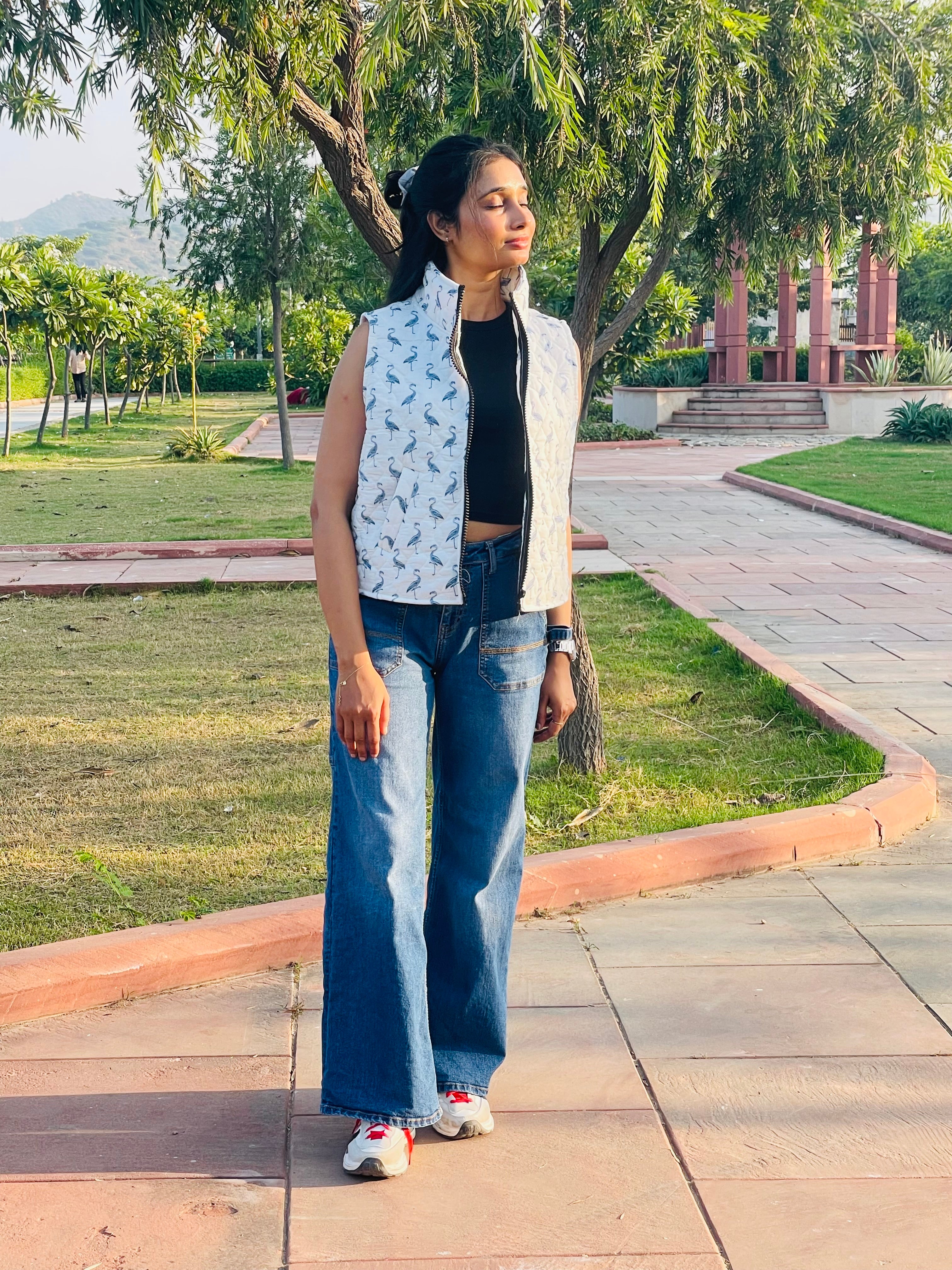 Flamingo Print Quilted Jacket