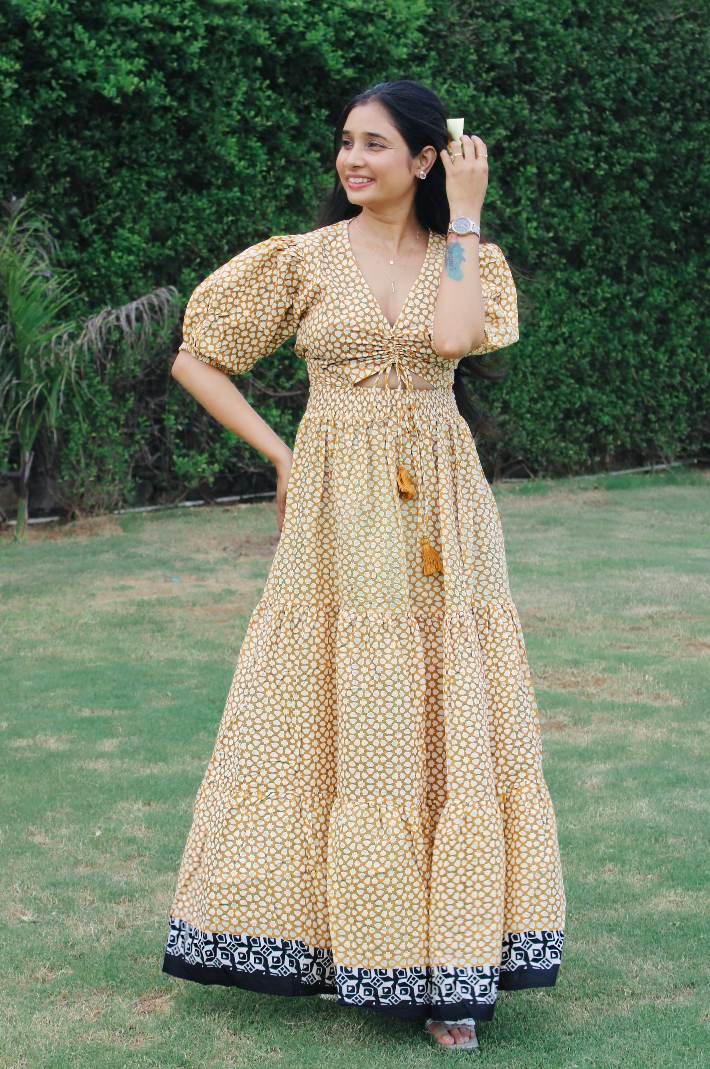 Amber Glow Maxi Dress