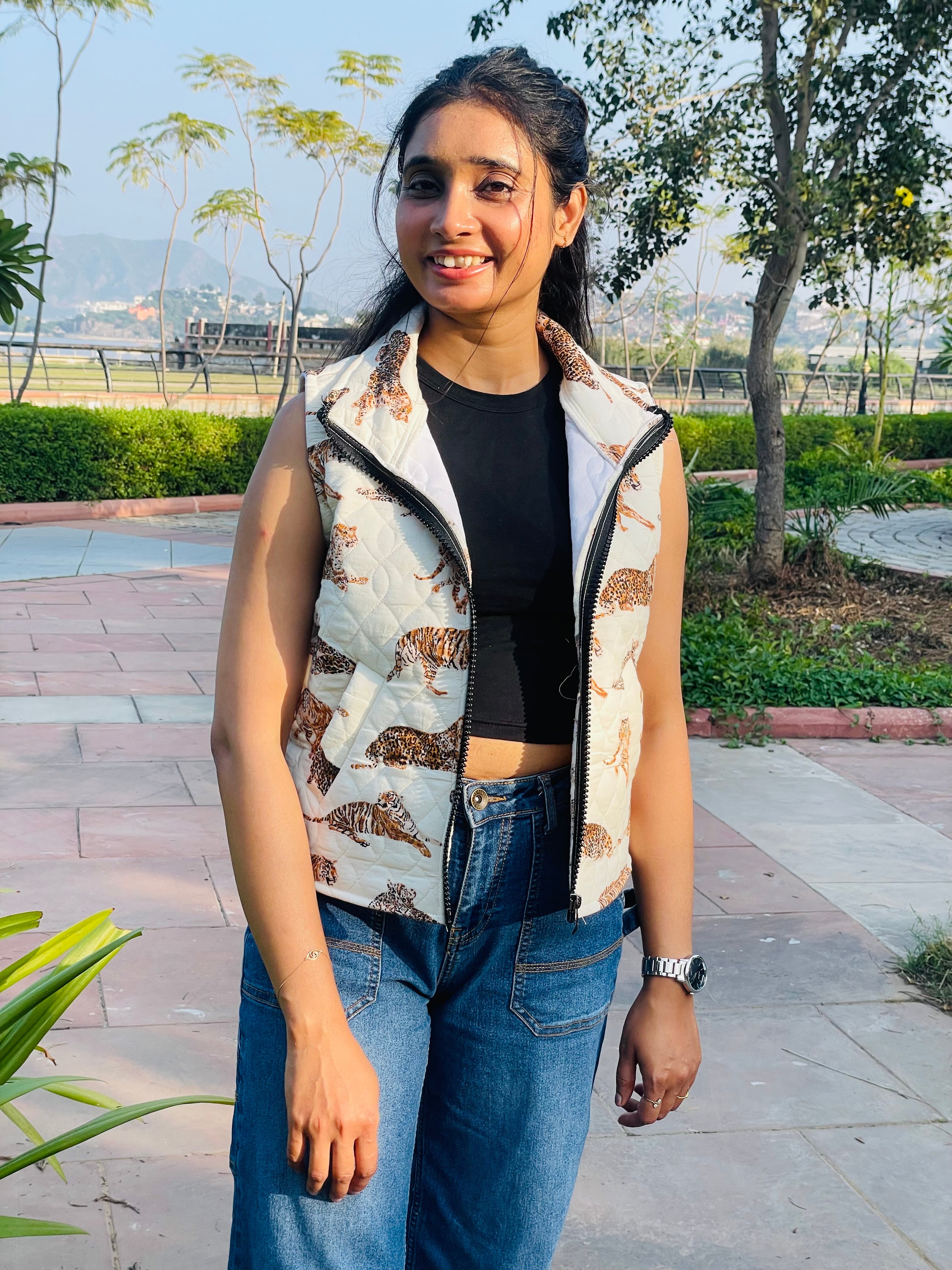 Tiger Print Quilted Jacket