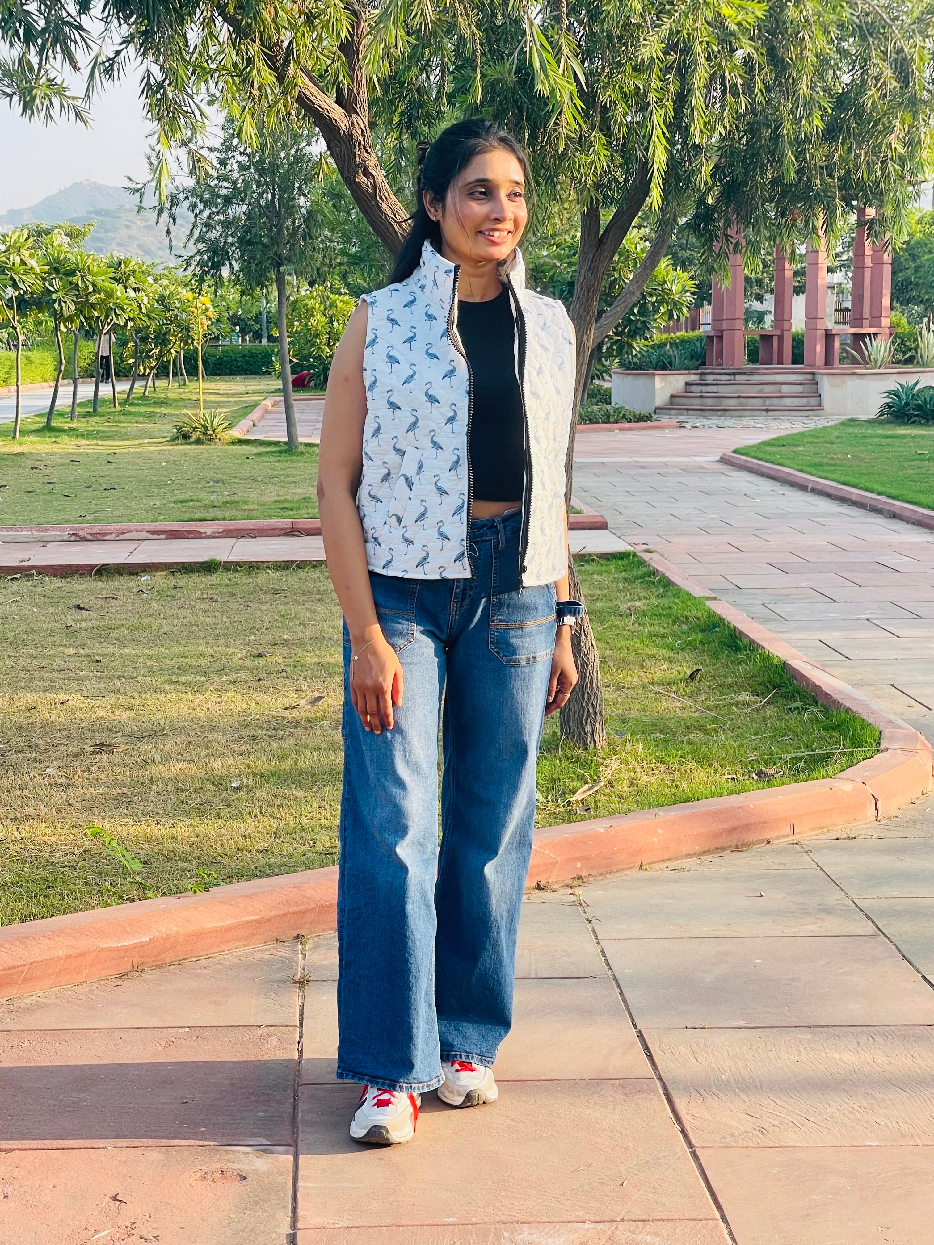 Flamingo Print Quilted Jacket