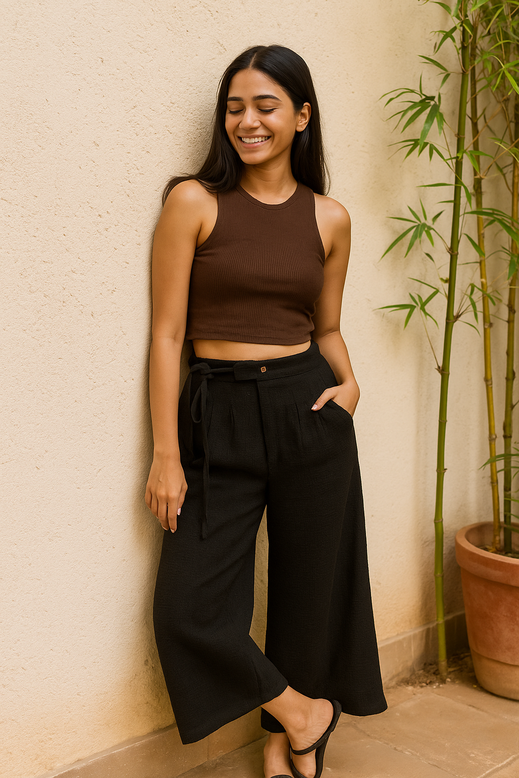 Noir Wide leg Trousers