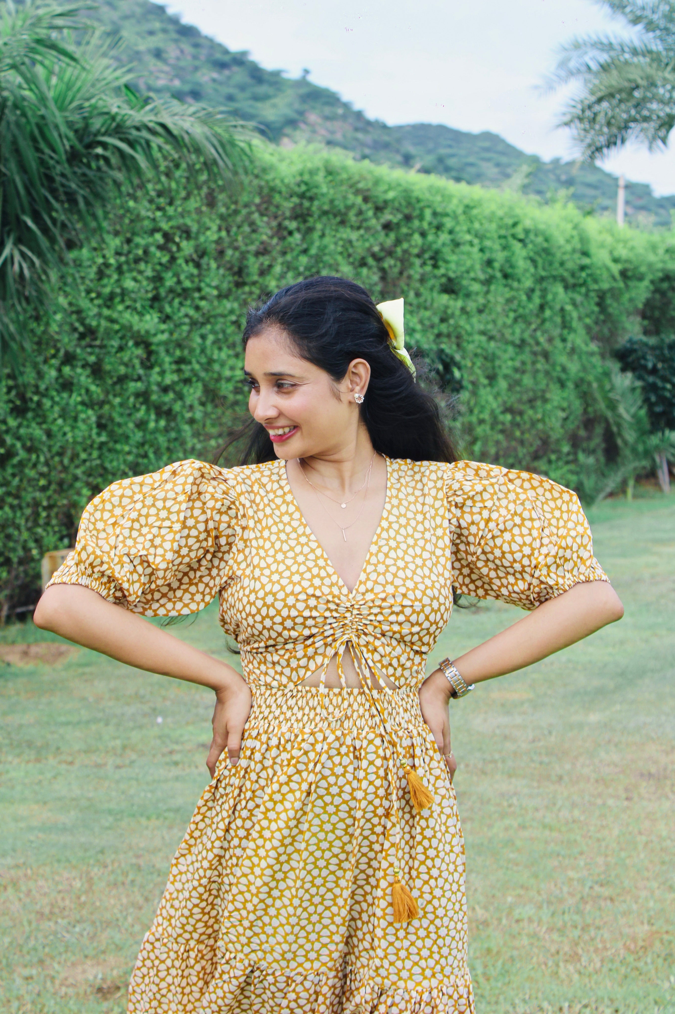 Amber Glow Maxi Dress