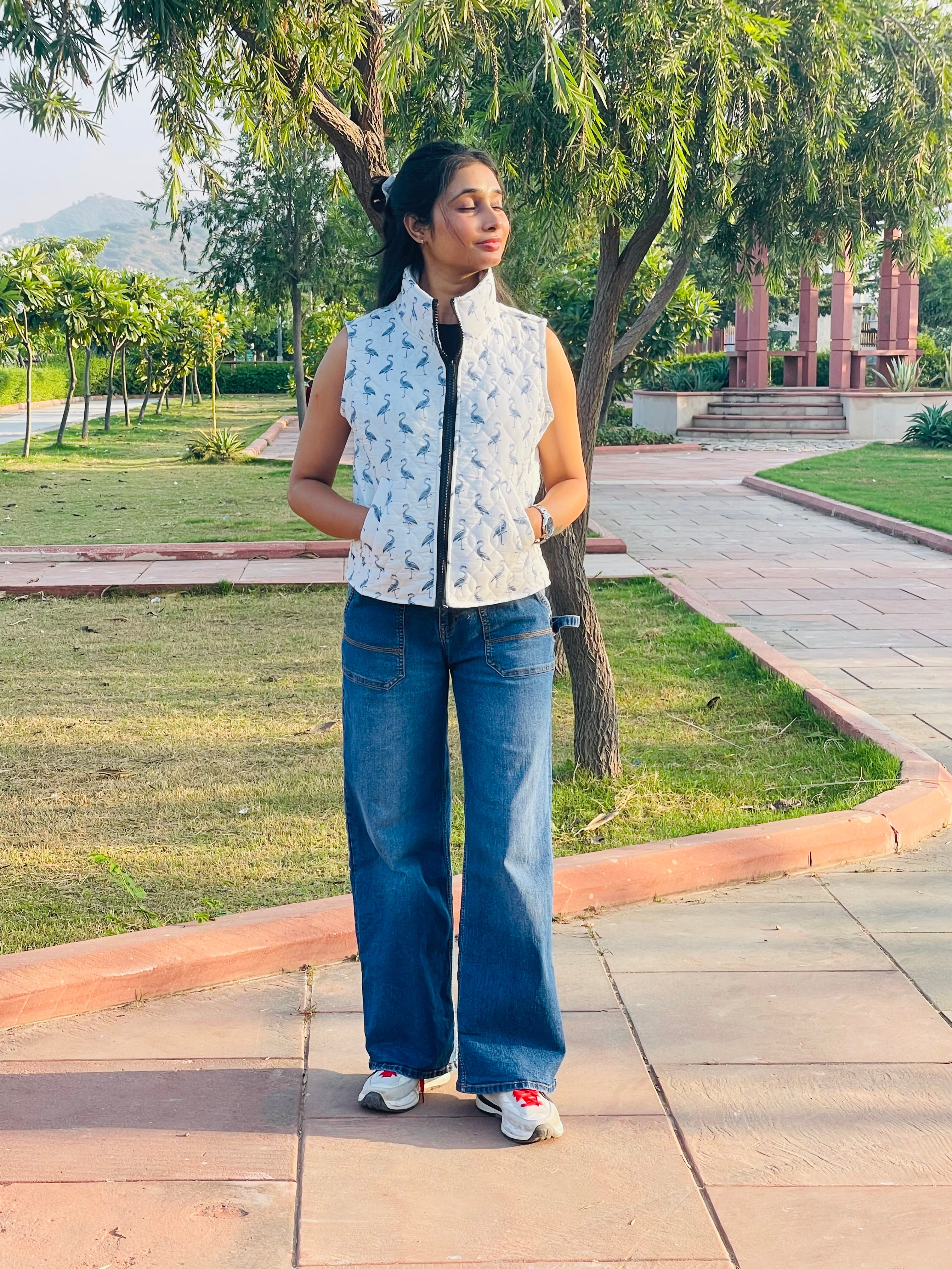 Flamingo Print Quilted Jacket