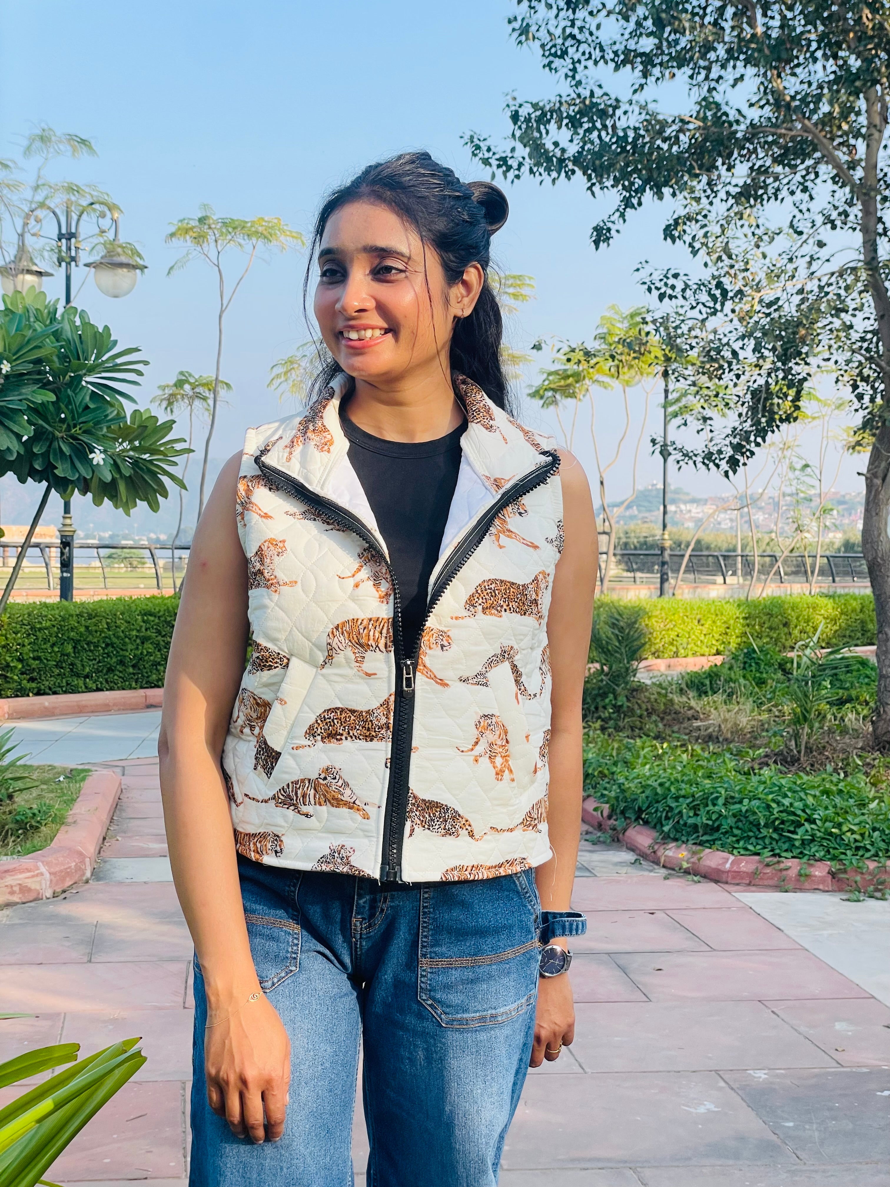 Tiger Print Quilted Jacket